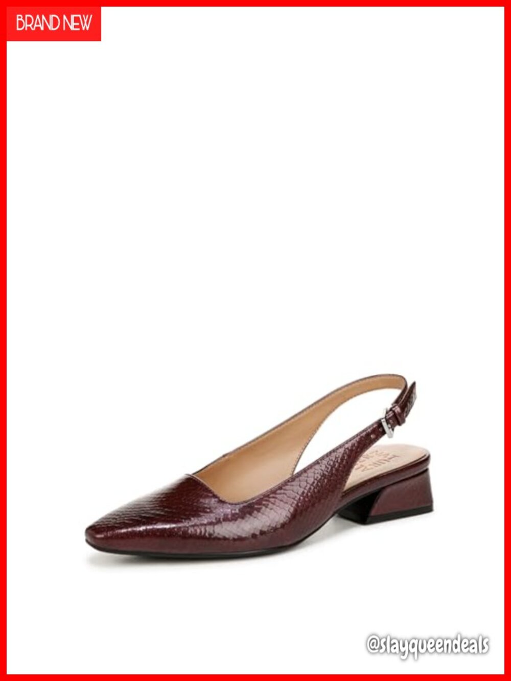 Snip Toe Slingback Block Heel Pump Comfort Dress Shoe